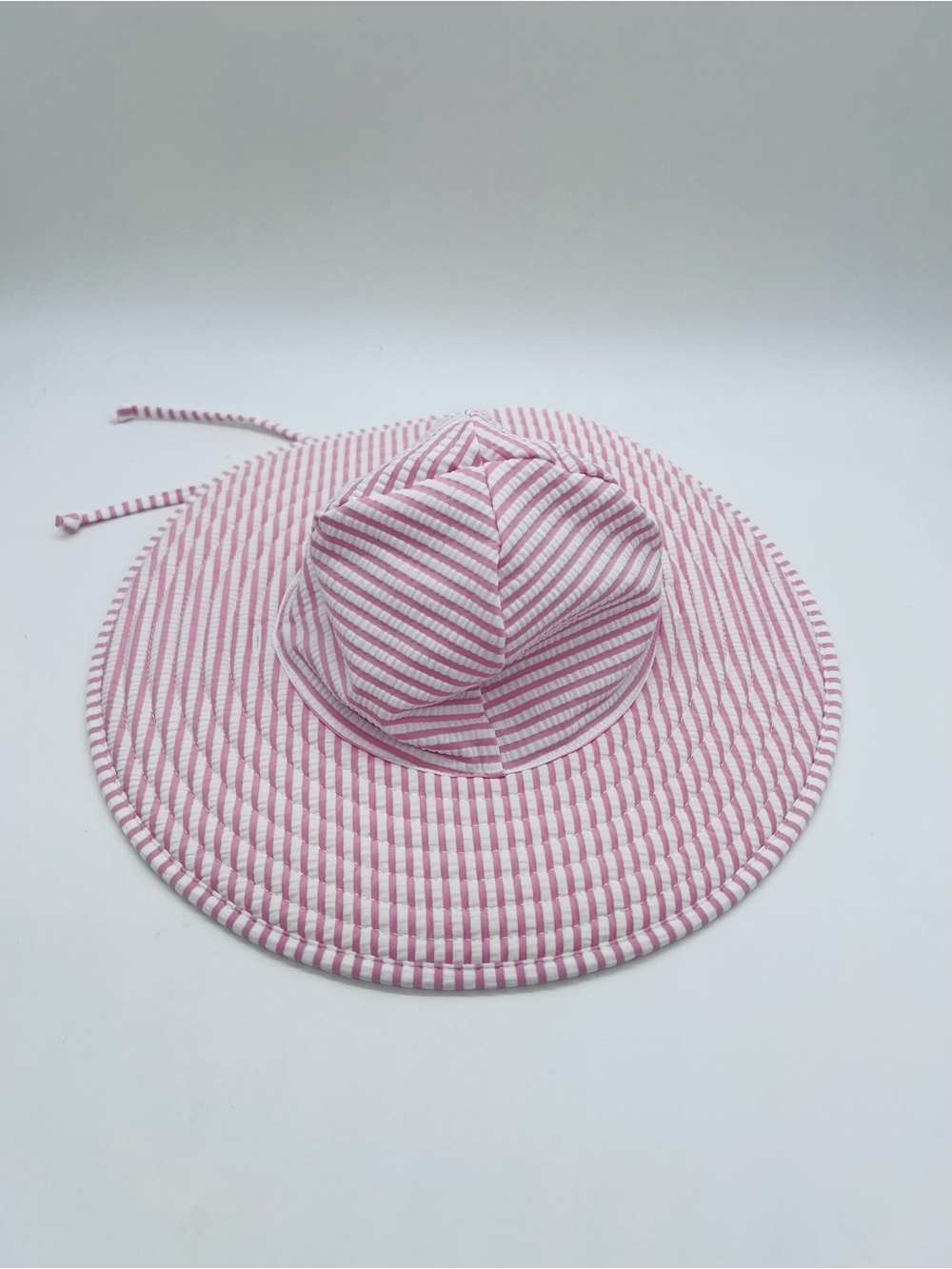 Ruffle Butts Pink and White Striped Sun Hat Size 12m-2T